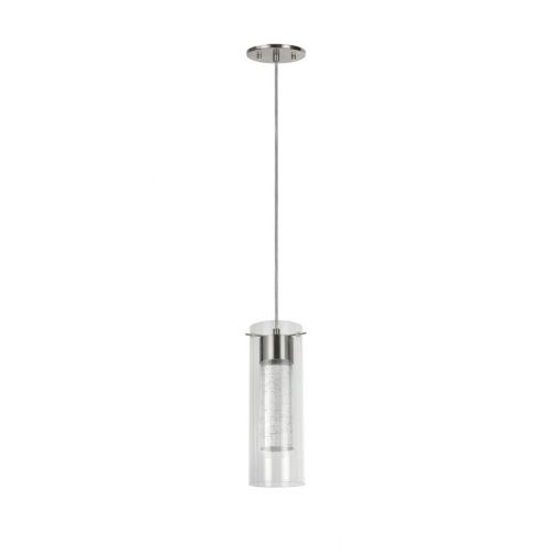 Aspen Creative 61020 Adjustable LED 1 Light Hanging Mini Pendant Ceiling Light, Contemporary Design in Brushed Nickel Finish, Clear Glass Shade, 4 3/4 Wide