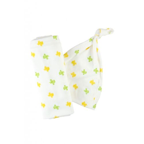  Aspen Lane Texas Baby Swaddle Blanket Set Green and Gold Organic