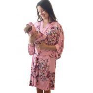 Aspen Lane Maternity Labor Delivery Matching Robe and Swaddle Blanket and Hat or Headband Set, Hospital Bag Must Have