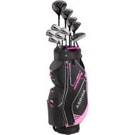 Aspire PRO-X Ladies Womens Complete Right Handed Golf Clubs Set Includes Titanium F Driver, 3 Fairway Wood, 4-5 Hybrids, 7-SW Irons, Putter, Cart Bag, 4 H/C's