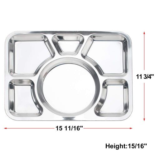  Aspire Divided Dinner Tray Lunch Container, Metal Plate, 1 Pc-6 Sections