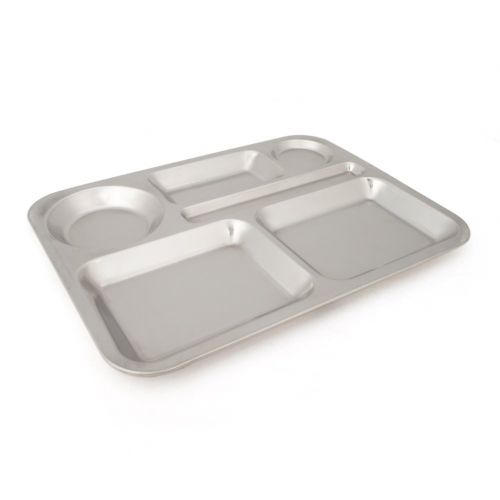  Aspire Divided Dinner Trays/Stainless Steel Lunch Containers, 3 Pieces-6 Sections Double Round