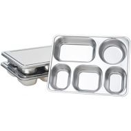 Aspire Bento Lunch Box with Stainless Steel Lid, Divided Food Plate, 3 Sets-5 Sections