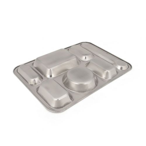  Aspire Dinner Plate for Cafeteria, 304 Stainless Steel Divided Tray, 1 Pc-6 Sections