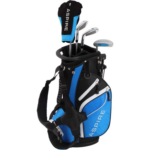  [아마존베스트]Aspire Golf Aspire Junior Plus Complete Golf Club Set for Children, Kids - 5 Age Groups Boys and Girls - Right Hand, Real Girls Junior Golf Bag, Kids Golf Clubs Set