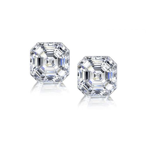  Asscher Cut Cubic Zirconia Stud Earrings in Sterling Silver