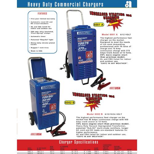  Associated Battery Charger 612 Volt 100-70 Amp 550 Amp Boost