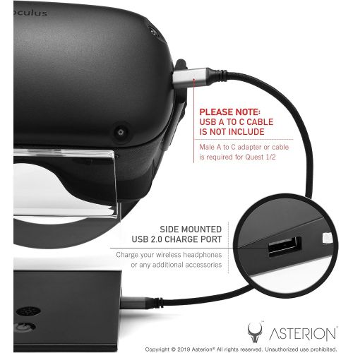  [아마존베스트]Asterion Universal Illuminated VR Stand with USB A Charge Port  Compatible with Oculus Quest 1 & 2 (Charge Cable not Included) HTC Vive, Rift-s, Go, Cosmos, PSVR, Index All VR Headsets | A