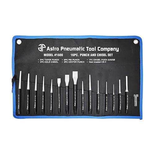  Astro Pneumatic Tool 1600 16-Piece Punch and Chisel Set