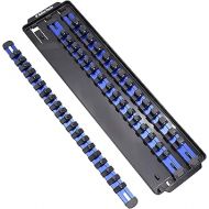 Astro Pneumatic Tool Astro Pneumatic 9023B 50pc Blue Aluminum Rail Socket Organizer Tray - 1/4