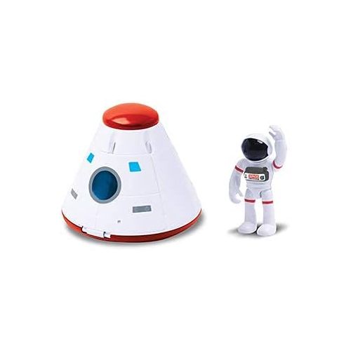  Astro Venture Space Capsule Toy - Plastic White Spacecraft Toy for Kids with Lights, Astronaut Figure and Openable Door - Fun Toy for Any Outer Space Mission & Adventure