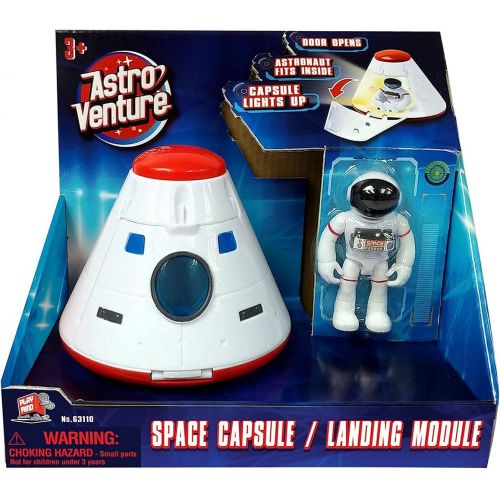  Astro Venture Space Capsule Toy - Plastic White Spacecraft Toy for Kids with Lights, Astronaut Figure and Openable Door - Fun Toy for Any Outer Space Mission & Adventure