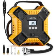 AstroAI Tire Inflator Air Compressor Portable Air Pump for Car Tires, 12V DC Integrated Metal Structure Tire Pump 160PSI with LED Light for Cars, Bicycles, Motorcycles-Yellow