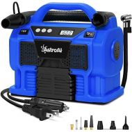 AstroAI Tire Inflator Air Compressor Portable Cordless Car Tire Pump 160 PSI 3 Power Supply DC/AC/ 20V Battery with Dual Metal Motors & LCD Pressure Gauge for Tires & Inflatables Blue