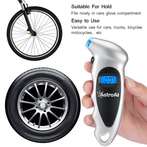  [아마존 핫딜]  [아마존핫딜]AstroAI ATG150 3 Pack Digital Tire Pressure Gauge 150 PSI 4 Settings for Car Truck Bicycle with Backlit LCD and Non-Slip Grip, Silver