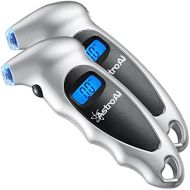 [아마존 핫딜]  [아마존핫딜]AstroAI ATG150 2 Pack Digital Tire Pressure Gauge 150 PSI 4 Settings for Car Truck Bicycle with Backlit LCD and Non-Slip Grip, Silver