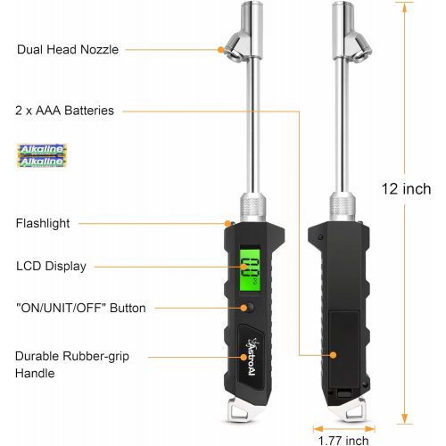  [아마존 핫딜]  [아마존핫딜]AstroAI ATG230 Digital Tire Pressure Gauge 230 PSI RV Heavy Duty Dual Head Stainless Steel Made for Truck Car with Larger Backlit LCD and Flashlight