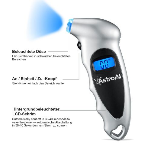  [아마존 핫딜]  [아마존핫딜]AstroAI Reifendruck Pruefer Digitaler Luftdruckpruefer mit Grossem LCD-Display fuer Autos,Gelandewagen, Transporter, Sprinter, LKW, Fahrrader (mit Autoventilen) und Motorrader, Silber
