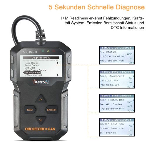  [아마존 핫딜]  [아마존핫딜]AstroAI OBD2 Diagnosegerat Scanner Klassischer und Universeller OBD II Scanner fuer den Motor zur Fehlerauslese mit Deutschem Handbuch