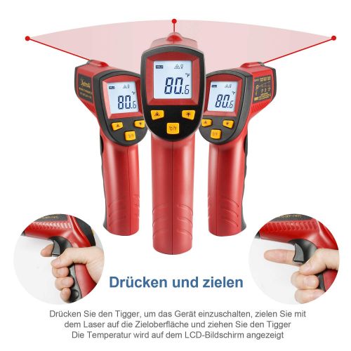  [아마존 핫딜]  [아마존핫딜]AstroAI Digital Laser Infrarot Thermometer, Beruehrungslos Temperaturmessgerat IR Pyrometer LCD Beleuchtung Temperaturmesser -50°C bis +550°C, Rot und Schwarz