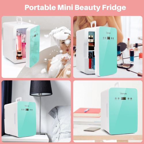  AstroAI Mini Fridge 6 Liter/8 Can Skincare Fridge for Bedroom - with Upgraded Temperature Control Panel - AC/12V DC Thermoelectric Portable Cooler and Warmer for Skin Care, Foods (