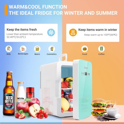  AstroAI Mini Fridge 6 Liter/8 Can Skincare Fridge for Bedroom - with Upgraded Temperature Control Panel - AC/12V DC Thermoelectric Portable Cooler and Warmer for Skin Care, Foods (