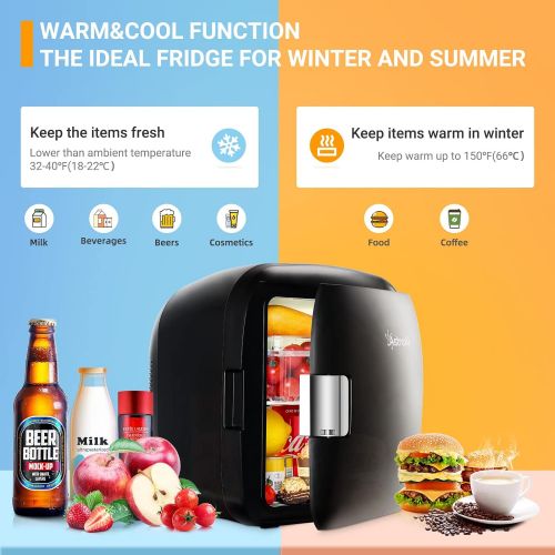  AstroAI Mini Fridge, 12 Can Skincare Fridge AC/DC Small Refrigerator Portable Thermoelectric Cooler and Warmer for Skincare, Beverage, Bedroom, ETL Listed (Black)