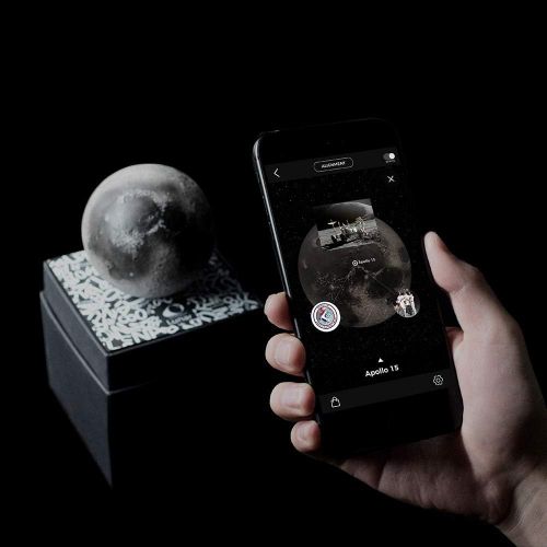  AstroReality LUNAR 3D Printed Scientific Moon Model, Hand Painted with Interactive Augmented Reality Educational Smartphone App, Perfect Home and Office Desk Decor Gift (LUNAR Regu