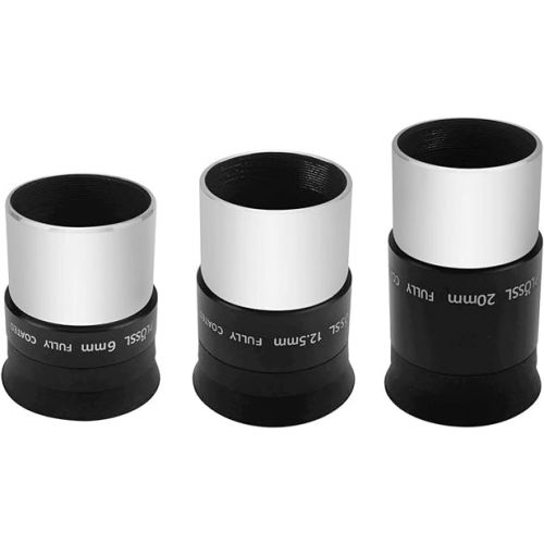  Astromania 1.25-Inch 6mm 12.5mm 20mm Plossl Telescope Eyepiece Set - 4-Element Plossl Design - Threaded for Standard 1.25inch Astronomy Filters