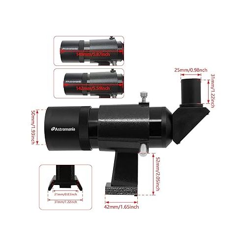  Astromania 9x50 Angled Finder Scope with Upright and Non-reversed Image, Black