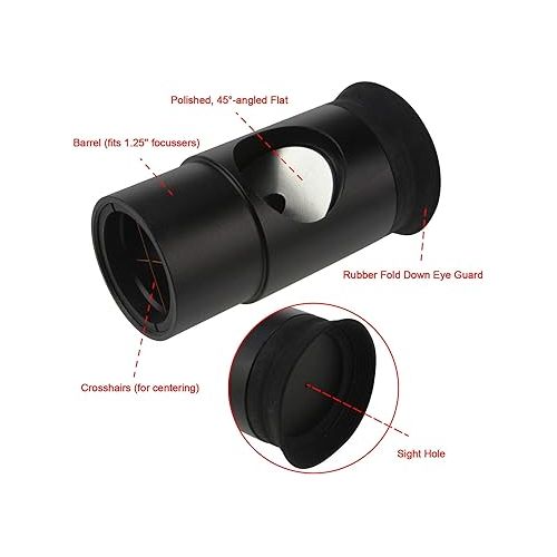  Astromania 1.25Inch Metal Collimating Cheshire Eyepiece Without Laser for Newtonian Reflector Telescope - Short Version