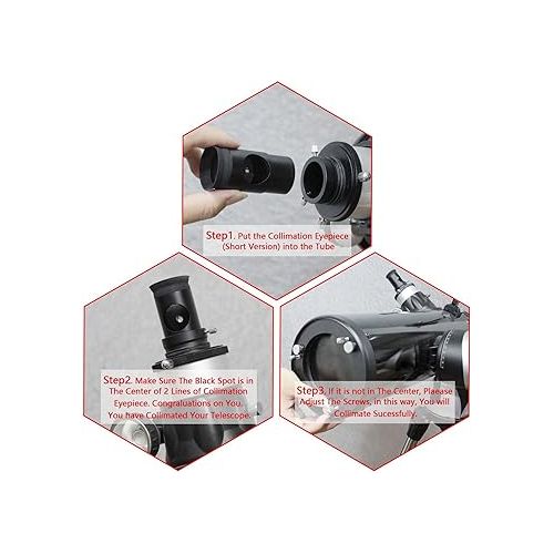  Astromania 1.25Inch Metal Collimating Cheshire Eyepiece Without Laser for Newtonian Reflector Telescope - Short Version