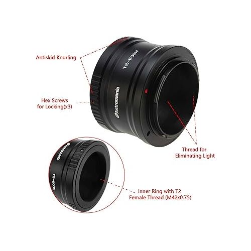  Astromania Canon EOS-M T2 Mount Lens Adapter for Canon EOS-M Camera System Telescope/Spotting Scope Accessories