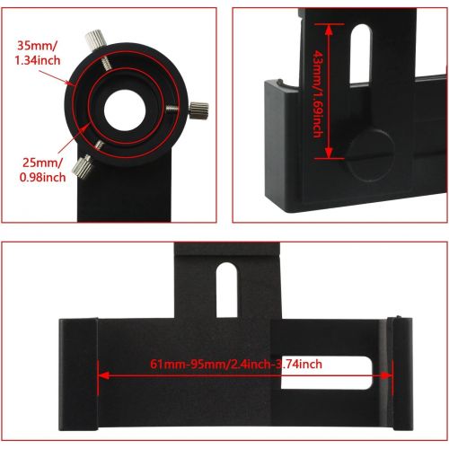  Astromania Smartphone iPhone Adapter with Eyepiece Adapter 25mm - 35mm - for Photography with telescopes and Spotting Scope or Binoculars