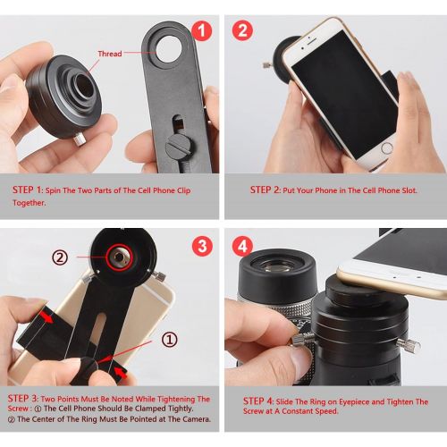  Astromania Smartphone iPhone Adapter with Eyepiece Adapter 31mm - 43mm - for Photography with telescopes and Spotting Scope or Binoculars