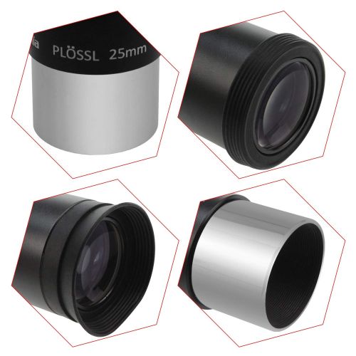  Astromania 1.25 25mm Plossl Telescope Eyepiece - 4-Element Plossl Design - Threaded for Standard 1.25inch Astronomy Filters