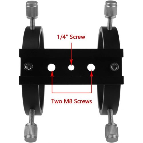  Astromania Adjustable Guiding Scope Ring Set with Plate - 90 mm Inside Diameter (Pair) - for Telescope Tube Diameter or Finders 63 to 89mm