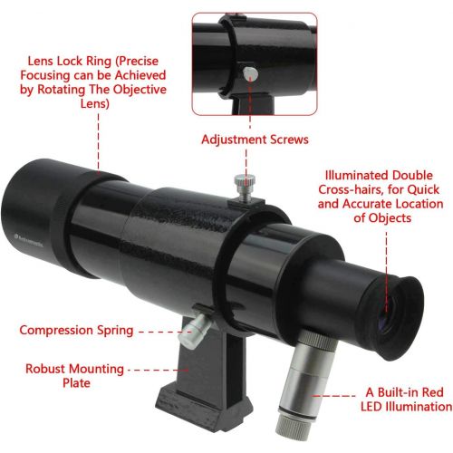  Astromania 9x50 Illuminated Finder Scope, Black - it Provides Both a Bright Image and Comfortable Viewing