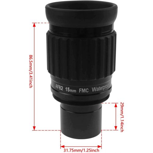  Astromania 1.25-82 Degree SWA-15mm Compact Eyepiece, Waterproof & Fogproof - Allows Any Water Enter The Interior and Always Enjoy an unobstructed View