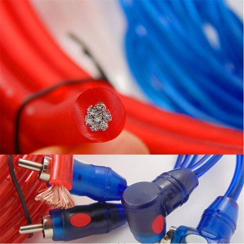 [아마존베스트]-Service-Informationen Car Installation Kit Amplifier Power Amplifier Cable 1500 W Car Audio Wire Wiring Amplifier Subwoofer Speaker Installation Kit 10GA Power Cable 60 Amp Fuse Holder Red + Blue
