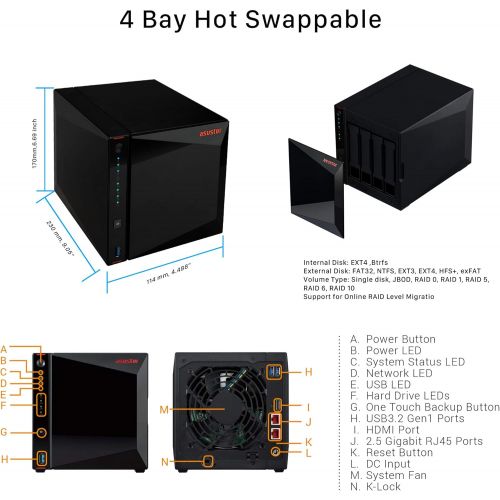  Asustor NAS AS5304T + 40TB HDD (Four 10TB HDD Included)