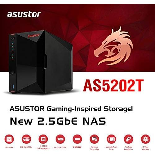  Asustor NAS AS5202T + 12TB WD Ultrastar HDD (Two 6TB HDD Included)