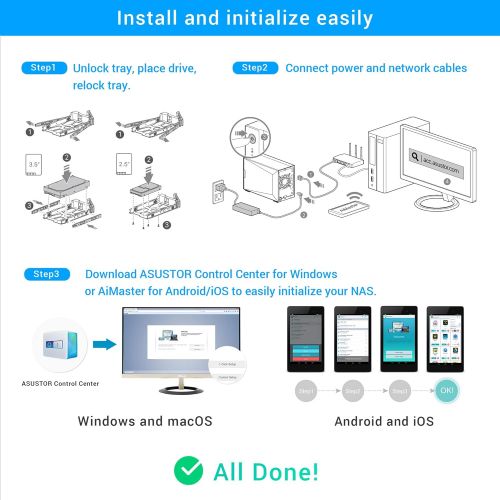  Asustor NAS AS5202T + 12TB WD Ultrastar HDD (Two 6TB HDD Included)