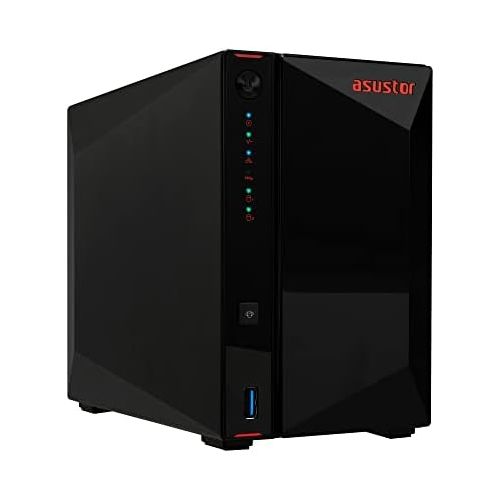  [아마존베스트]Asustor AS5202T | Gaming Inspired Network Attached Storage | 2.0GHz Dual-Core, Two 2.5GbE Port, 2GB RAM DDR4, 4GB eMMC Flash Memory | Personal Private Cloud (2 Bay Diskless NAS)