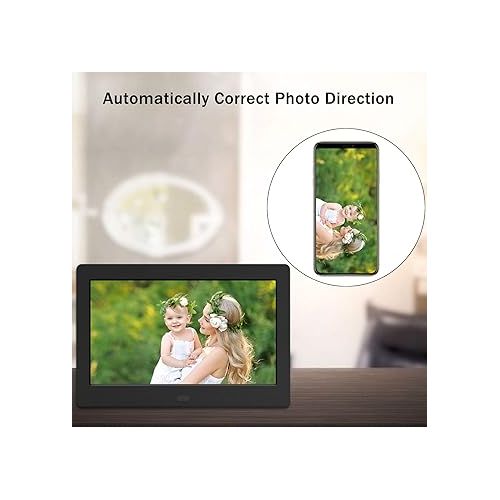  Digital Photo Frame with IPS Screen - Digital Picture Frame with 1080P Video, Music, Photo, Auto Rotate, Slide Show, Remote Control, Calendar, Time,1280x800, 16:9 (7 Inch Black)