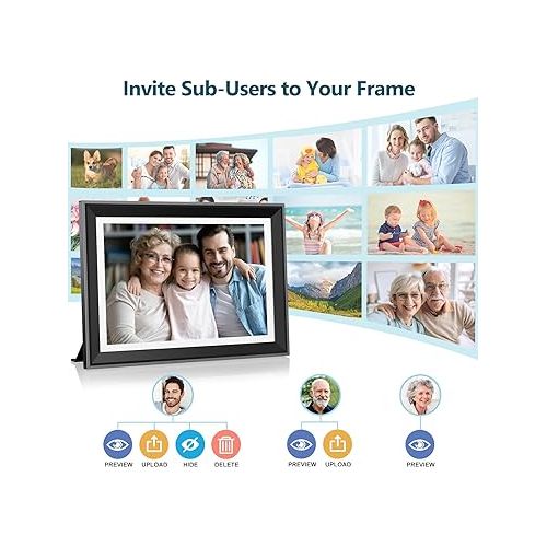  10.1 Inch WiFi Digital Photo Frame, Electronic Smart Picture Frame with IPS Touch Screen, Internal 32GB Storage & Multi-User Binding, Easy Set Up and Instantly Photo Upload via APP or EMAIL