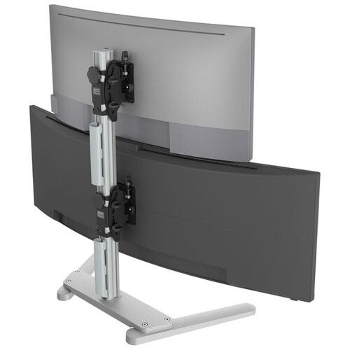  Atdec Freestanding Heavy-Duty Dual Vertical Monitor Mount (Silver)