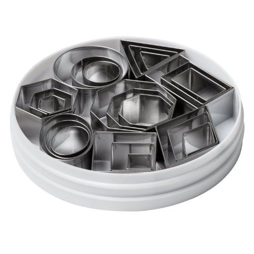  Ateco 4845 Plain Edge Geometric Shapes Cutters in Graduated Sizes, Stainless Steel, 24 Pc Set