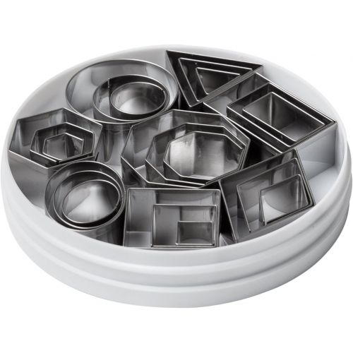  Ateco 4845 Plain Edge Geometric Shapes Cutters in Graduated Sizes, Stainless Steel, 24 Pc Set