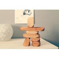 AtelierSaintCerf Wooden Inukshuk, wooden blocks, stackable toy, Inuit art